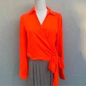 PrettyLittleThing | Showgirl Orange Wrap‎ Blouse
